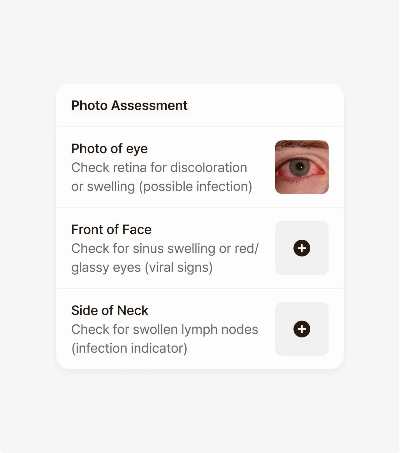 Nolla photo assessment and symptom photo upload