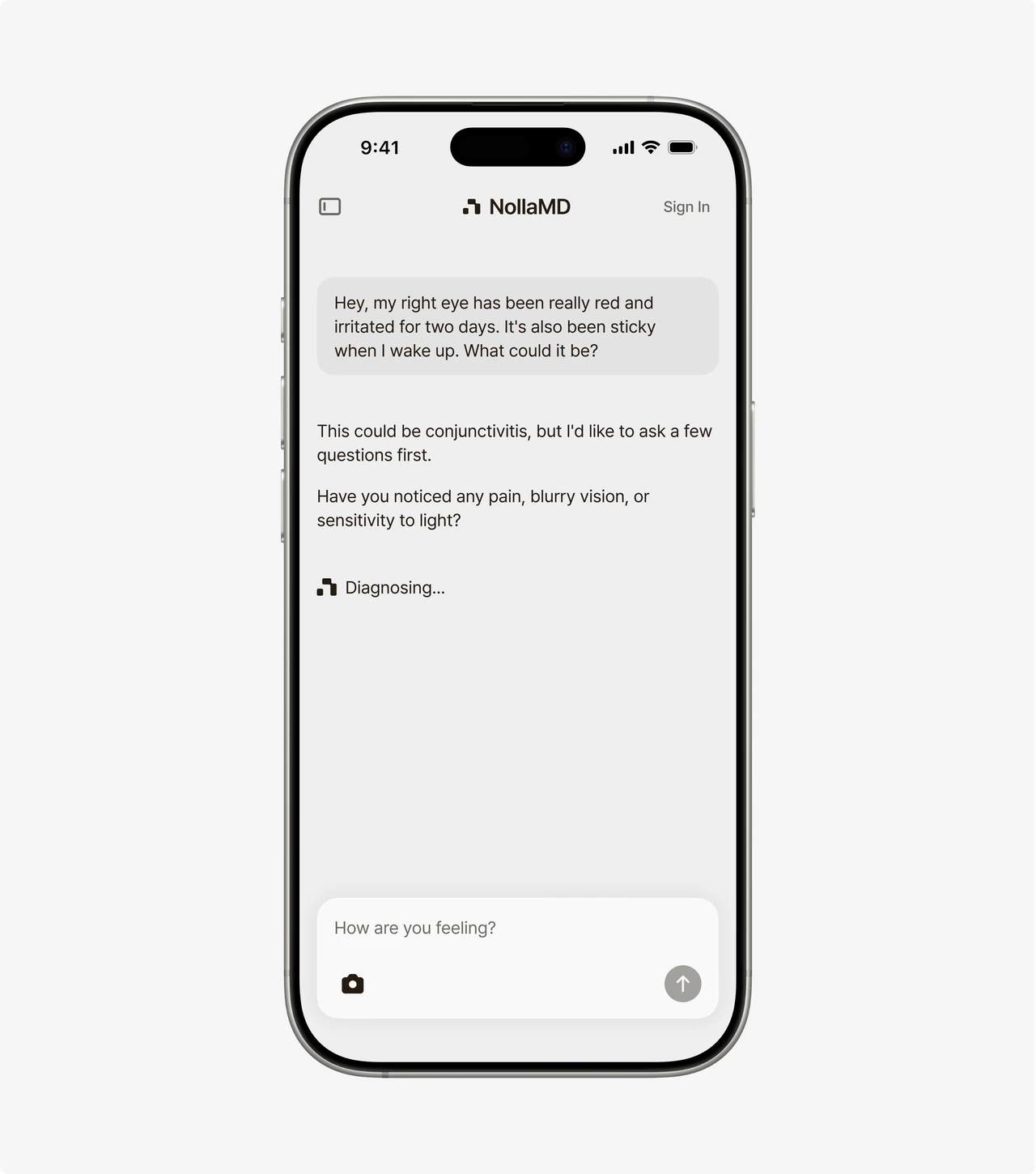 Nolla AI consultation displayed on a phone