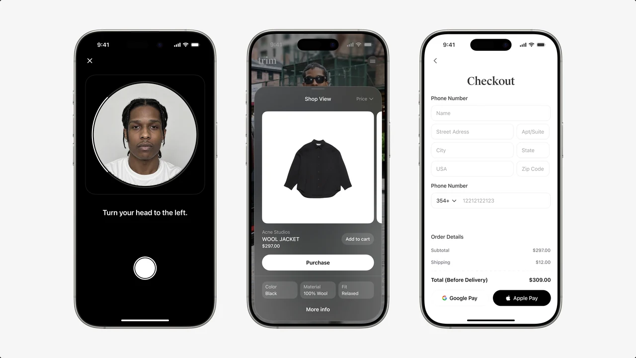 Trim face scan, styling and checkout screens